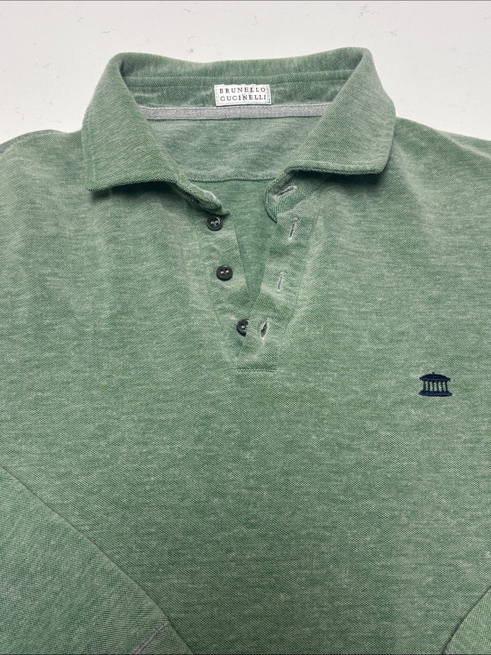 Brunello Cucinelli Soft Sage Green Polo with Embroidered Logo